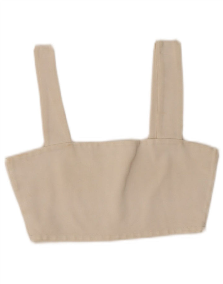 Zara Mujer Crop Top UK 8 Small Viscosa Blanca