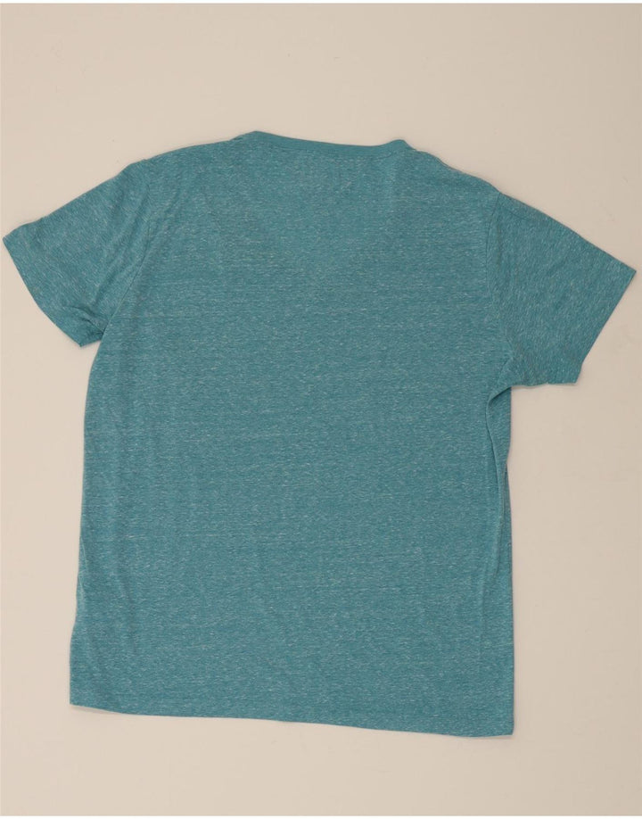 TOMMY HILFIGER Mens T-Shirt Top XL Blue Flecked Polyester Vintage Tommy Hilfiger and Second-Hand Tommy Hilfiger from Messina Hembry 