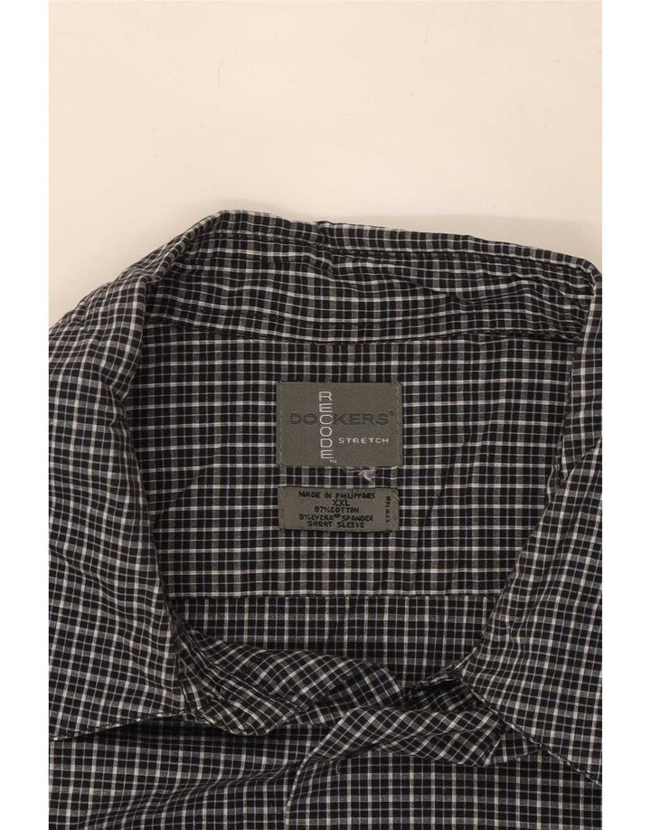 Dockers Camisa Manga Corta Hombre 2XL Algodón A Cuadros Negro