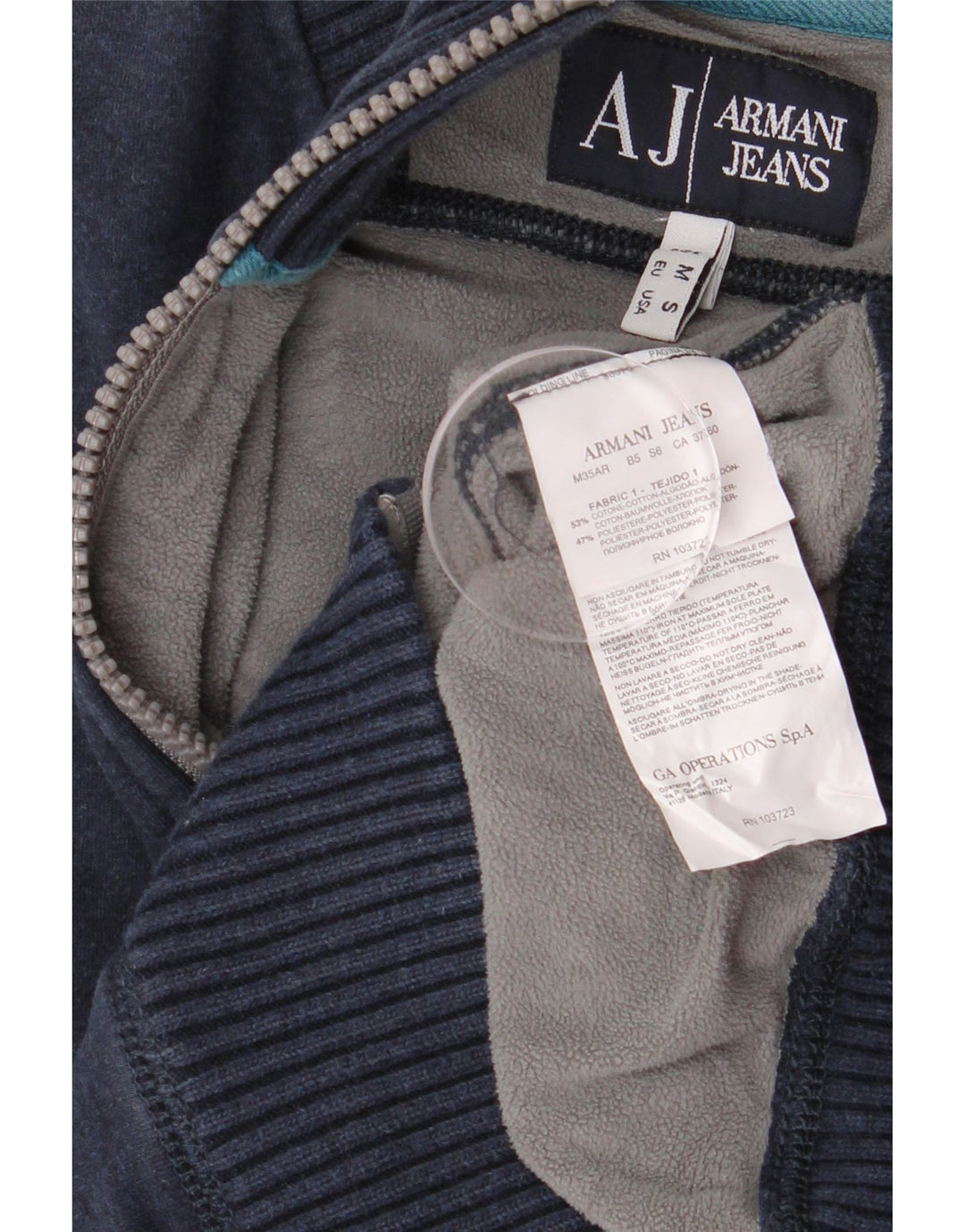 Armani Jeans Hombre Chándal Top Chaqueta Mediano Azul Marino Algodón