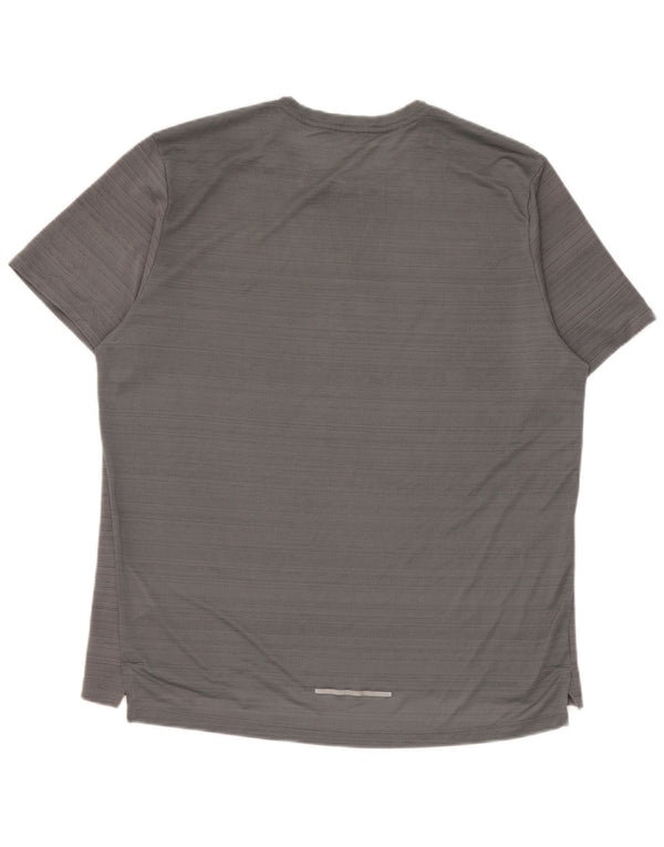 Camiseta Nike Dri Fit para hombre Top grande gris con rayas de poliéster