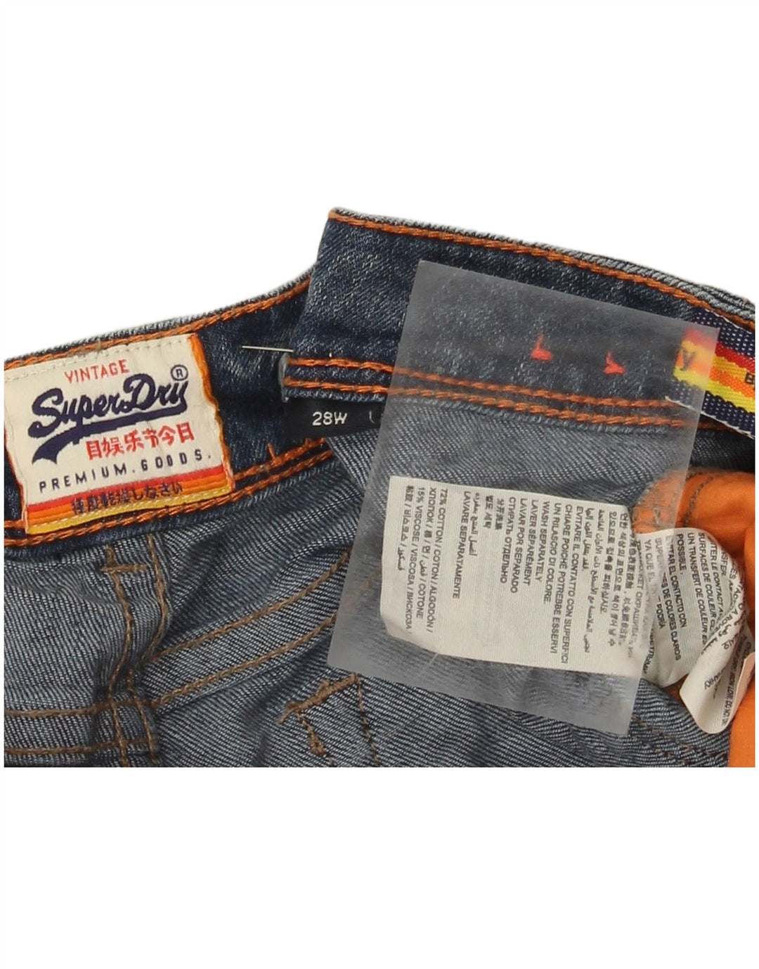 Superdry Mujer Pantalones Cortos De Mezclilla Desgastada W28 Algodón Azul Medio