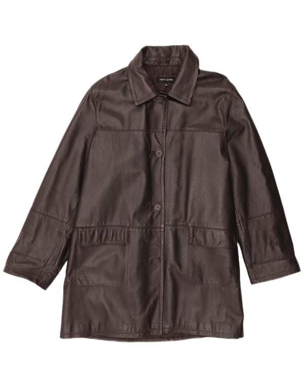 Abrigo de cuero vintage para mujer IT 50 XL cuero marrón