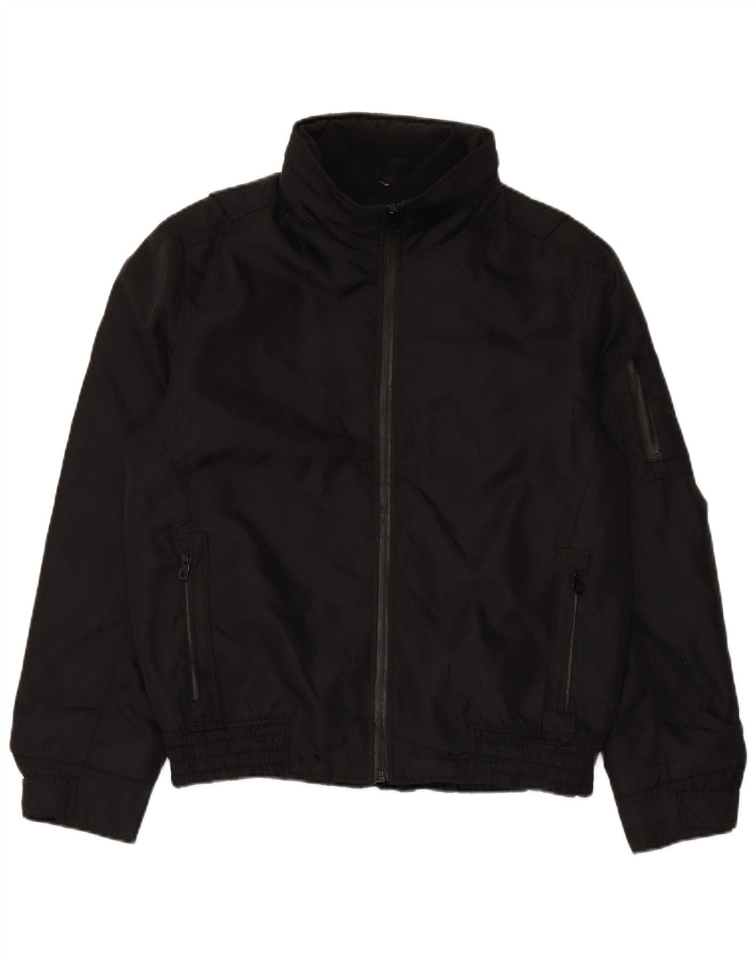 ZARA Chaqueta bomber con capucha para hombre UK 40 Large Nylon negro
