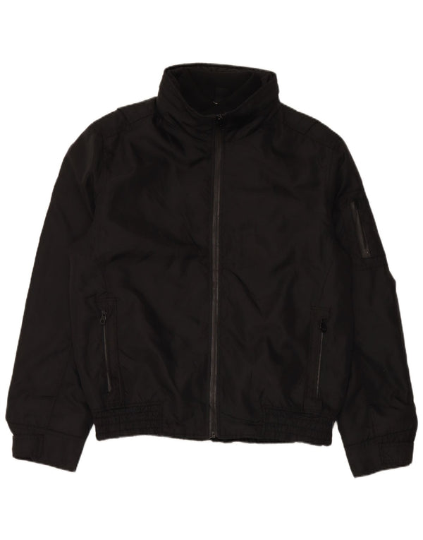 ZARA Chaqueta bomber con capucha para hombre UK 40 Large Nylon negro