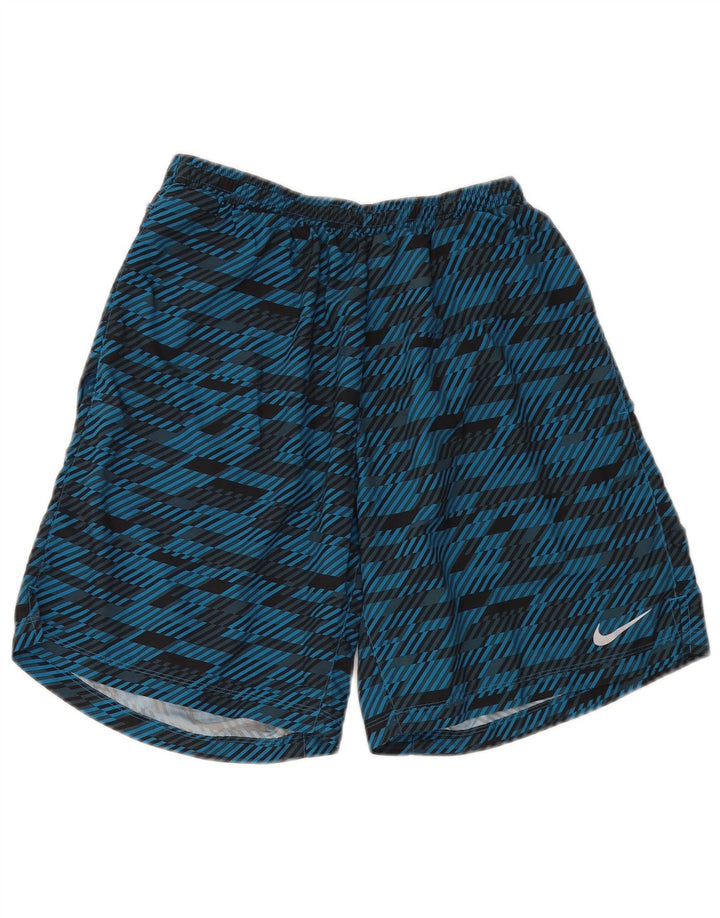 Pantalones cortos deportivos Nike Dri Fit para hombre poliéster geométrico azul medio