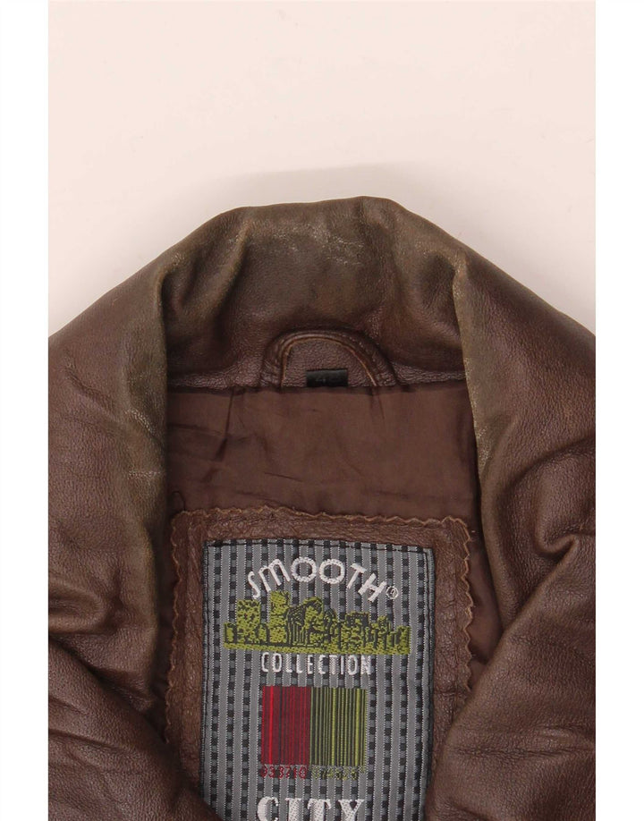 Chaqueta de cuero vintage para hombre IT 48 Marrón medio