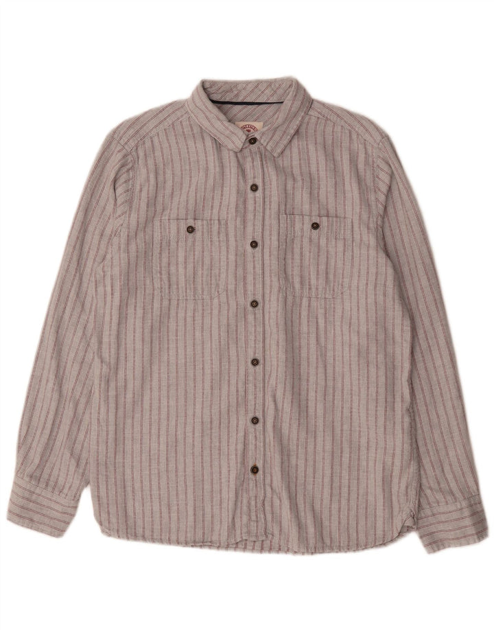 Camisa de franela para hombre de Fat Face de algodón a rayas grises grandes