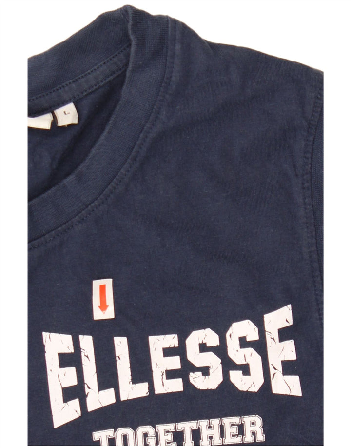 ELLESSE Top sin mangas gráfico para mujer Reino Unido 40 Grande Algodón azul marino