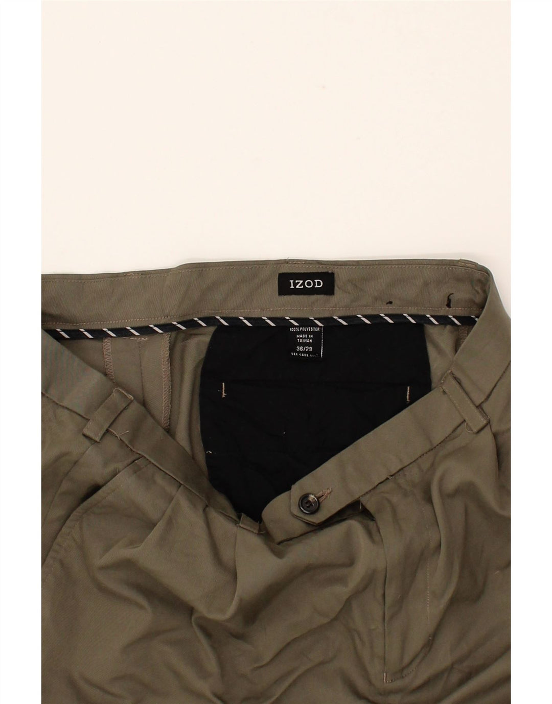 IZOD Mens Pegged Suit Trousers W36 L29 Green Polyester Vintage Izod and Second-Hand Izod from Messina Hembry 