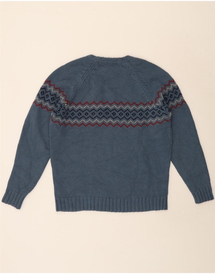 Massimo Dutti Jersey Hombre Cuello Redondo Lana Fair Isle Azul Grande