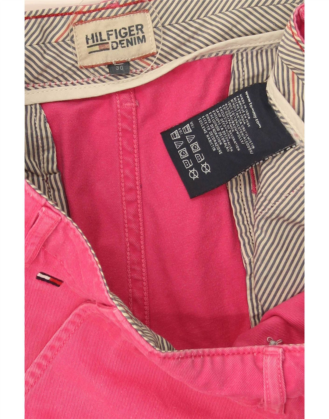 Tommy Hilfiger Pantalones cortos chinos para hombre W30 Algodón rosa medio