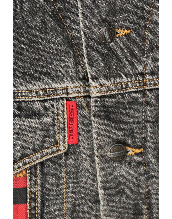 Vintage hombres chaqueta de mezclilla Reino Unido 38 azul medio colorblock