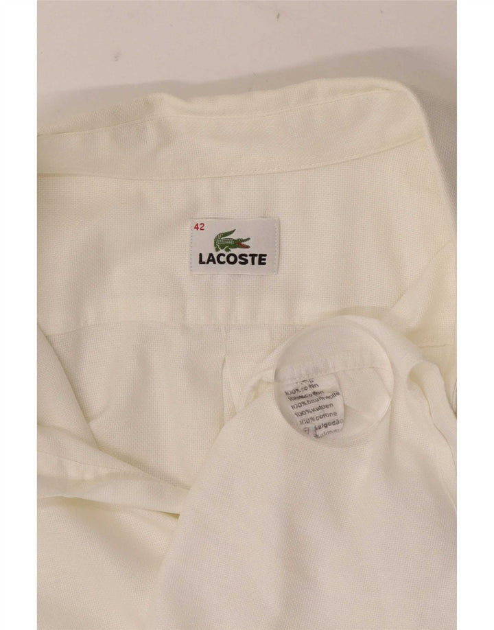 Camisa Lacoste Hombre Manga Corta Talla 42 Grande Algodón Blanco