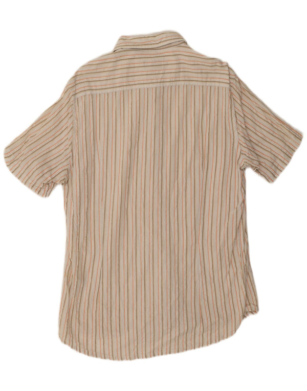 Kappa Hombre Camisa Manga Corta XL Algodón Rayas Blanco