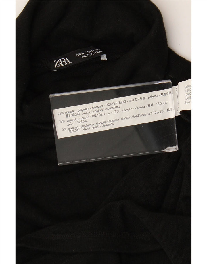 Zara Vestido tipo jersey con cuello vuelto para mujer UK 40 Mediano Poliéster negro