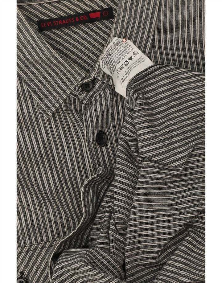 Camisa Levi's para hombre grande de algodón gris con rayas diplomáticas