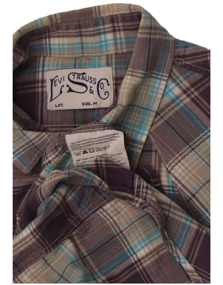 Levi's Hombre Camisa De Manga Corta De Algodón A Cuadros Morado Medio