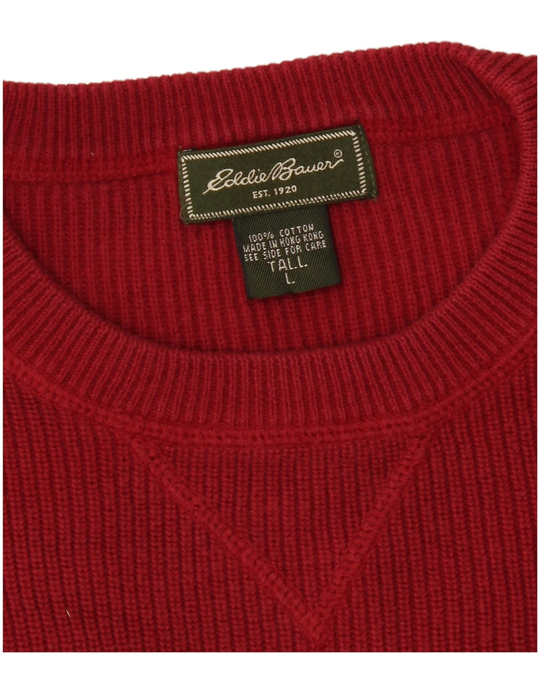 EDDIE BAUER Suéter alto con cuello redondo para hombre, algodón rojo grande