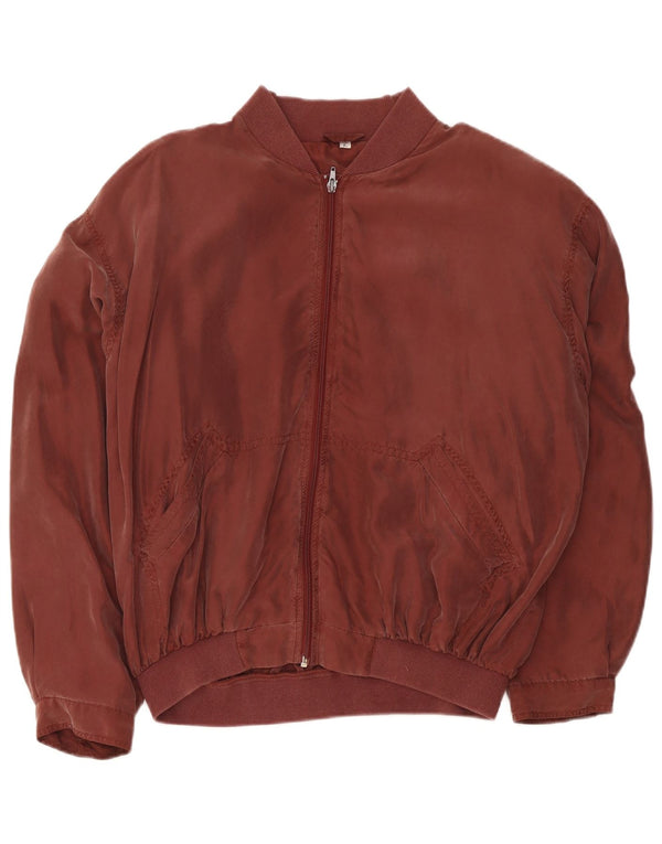 Cacharel Chaqueta bomber holgada para hombre UK 40 Large Seda burdeos