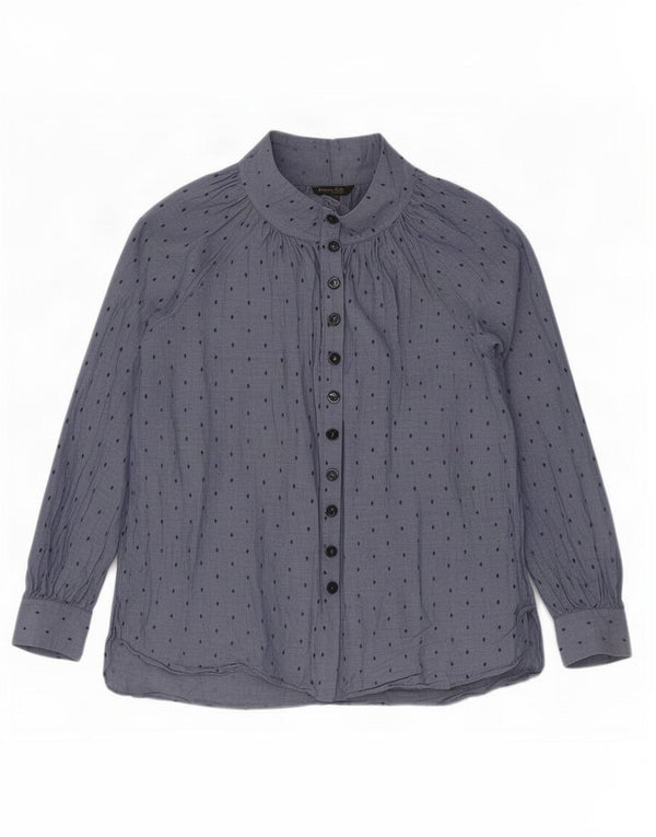 Massimo Dutti Blusa Camisa Mujer EU 40 Azul Medio Algodón Geométrico