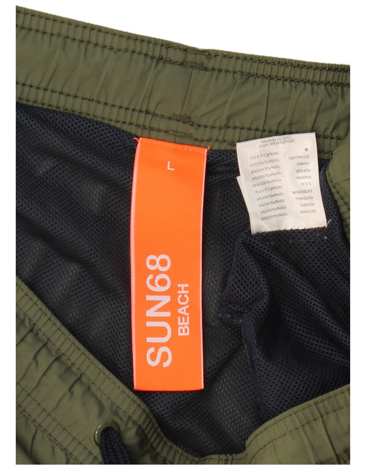 SUN68 Bañador para hombre, talla grande, color caqui, poliéster