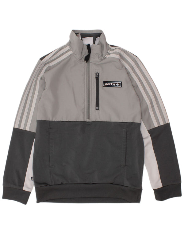 ADIDAS Sudadera con cuello y cremallera para niño 7-8 años Gris Colorblock