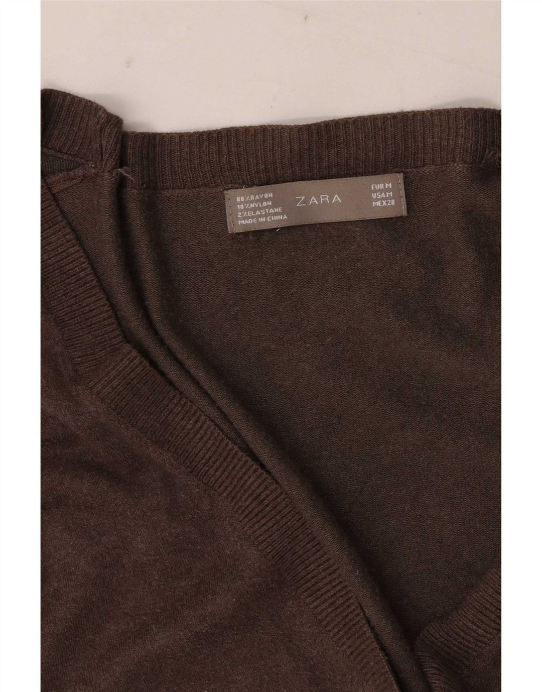 Zara Mujer Cárdigan Suéter UK 12 Rayón Marrón Medio