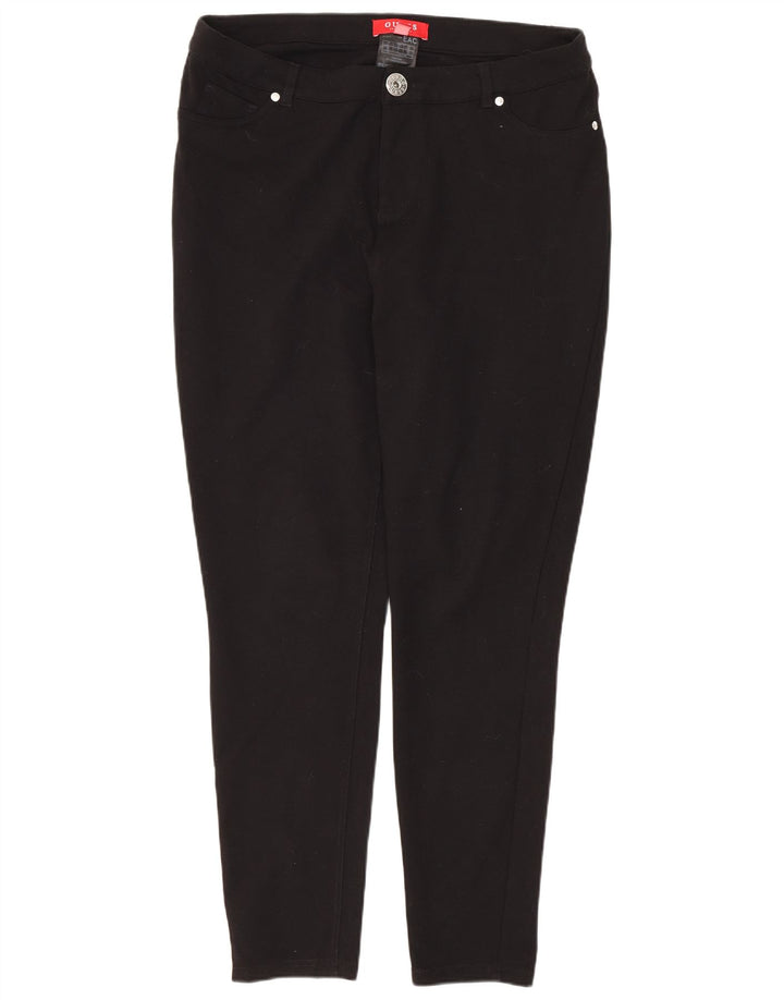 GUESS Pantalones casuales ajustados de cintura alta para mujer UK 12 Medium W34 L27 Negro