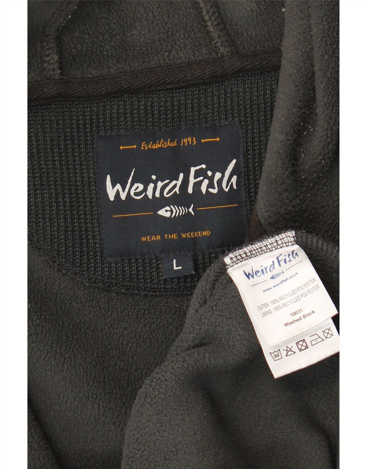 Weird Fish Suéter con capucha y cremallera para hombre Poliéster gris grande