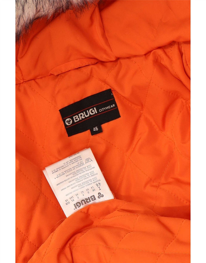 Brugi Chaqueta acolchada con capucha para mujer UK 44 Grande Naranja Poliéster