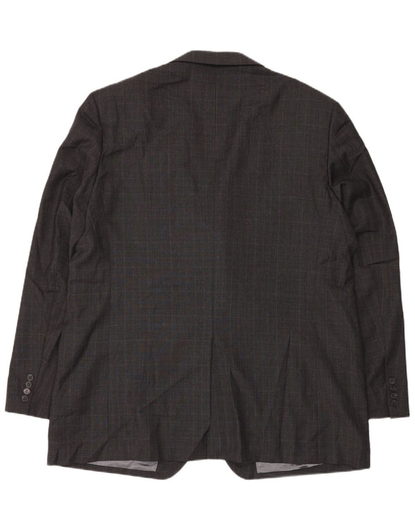 Marks & Spencer Chaqueta tipo blazer larga de 3 botones para hombre UK 48 2XL Gris a cuadros