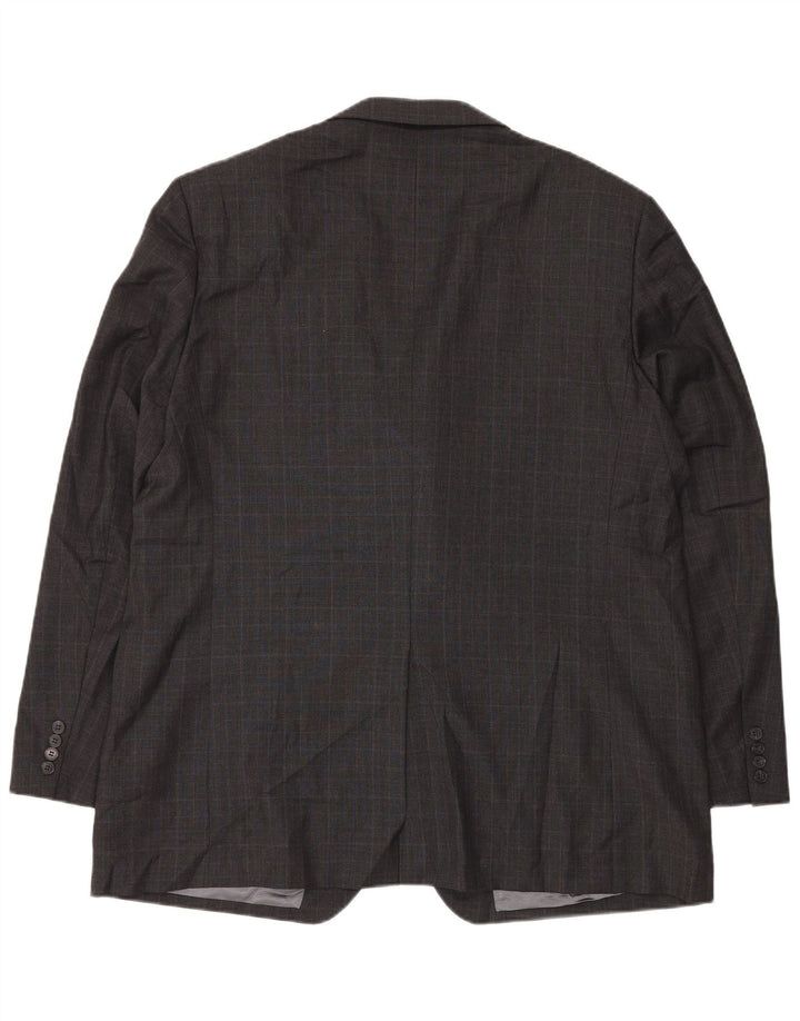 Marks & Spencer Chaqueta tipo blazer larga de 3 botones para hombre UK 48 2XL Gris a cuadros