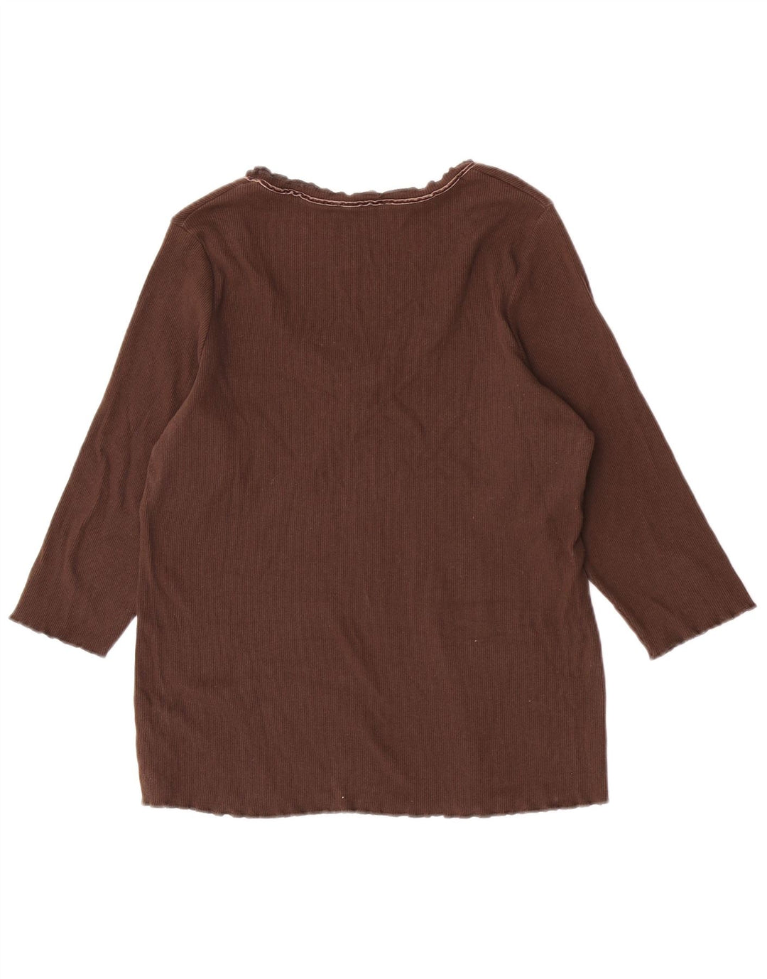 Marks & Spencer Top para mujer manga 3/4 UK 46 Grande Algodón marrón