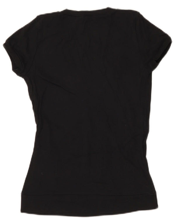 Benetton Camiseta Mujer UK 8 Small Negro Algodón