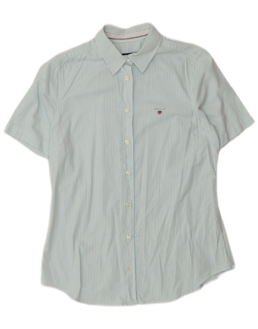 GANT Camisa de manga corta para mujer UK 40 Algodón a rayas azul medio