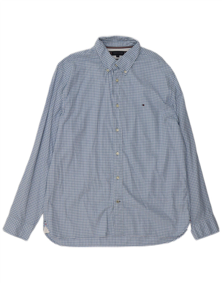TOMMY HILFIGER Camisa Regular Fit Hombre XL Algodón A Cuadros Azul