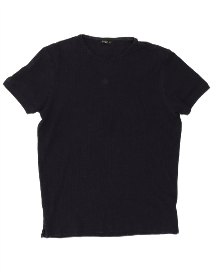 Massimo Dutti Camiseta Mujer Top UK 44 Large Azul Marino Algodón