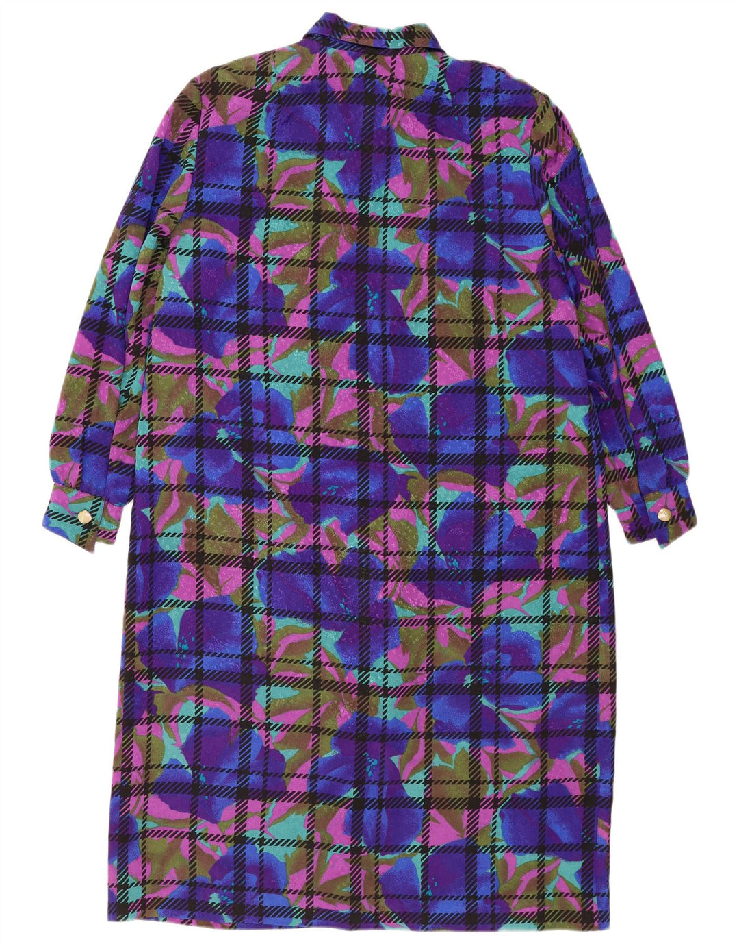Vintage mujer patrón abstracto jersey camisa vestido IT 52 2XL azul