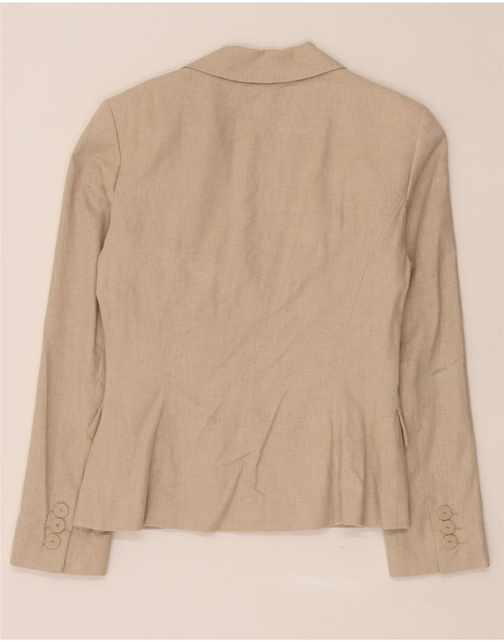 Marks & Spencer Chaqueta tipo blazer de 5 botones para mujer UK 10 Small Beige Linen