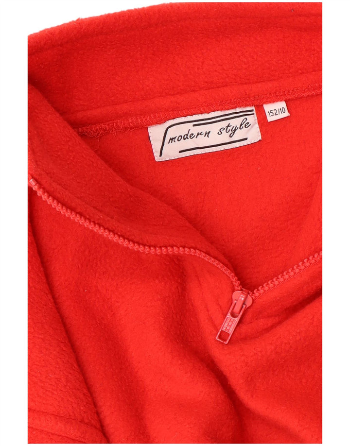 VINTAGE Jersey polar con cremallera y cuello para niños 9-10 años Rojo