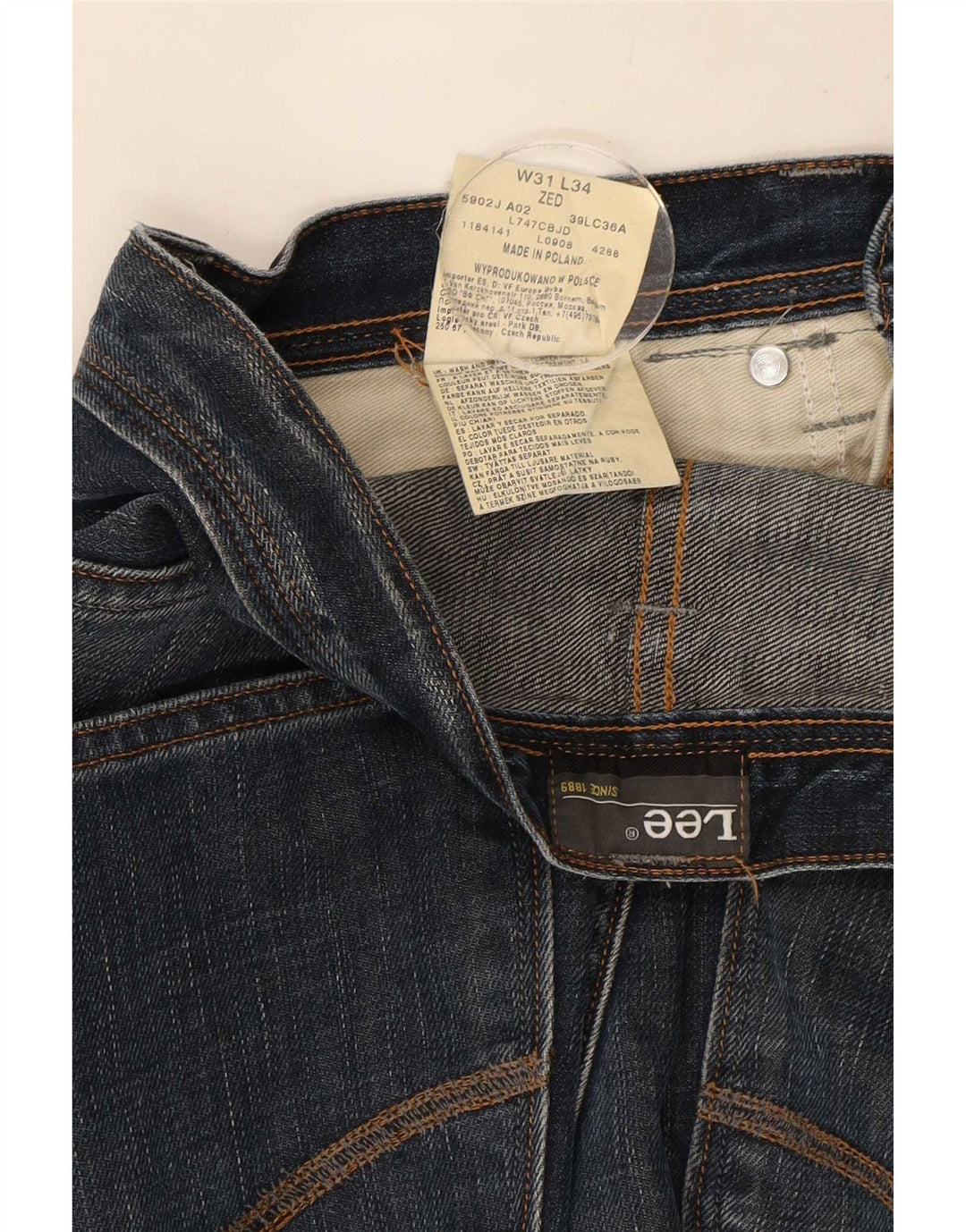 Lee Vaqueros Rectos Zed para Hombre W31 L34 Algodón Azul