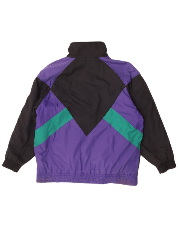 Vintage mujer cortavientos chaqueta Reino Unido 16 gran bloque de color multicolor