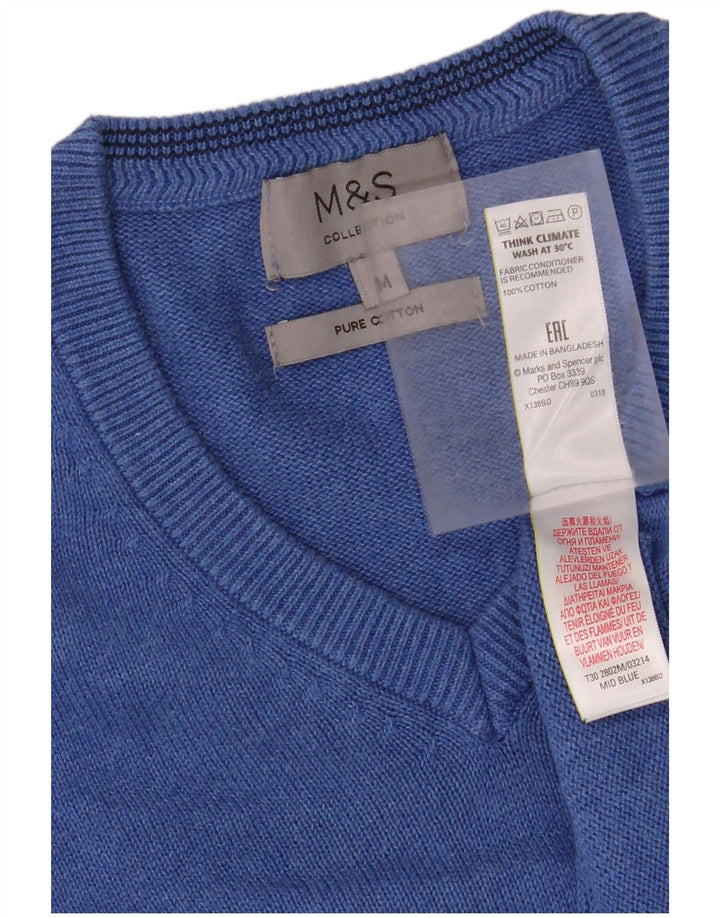 MARKS & SPENCER Jersey con cuello en V para hombre Algodón azul medio
