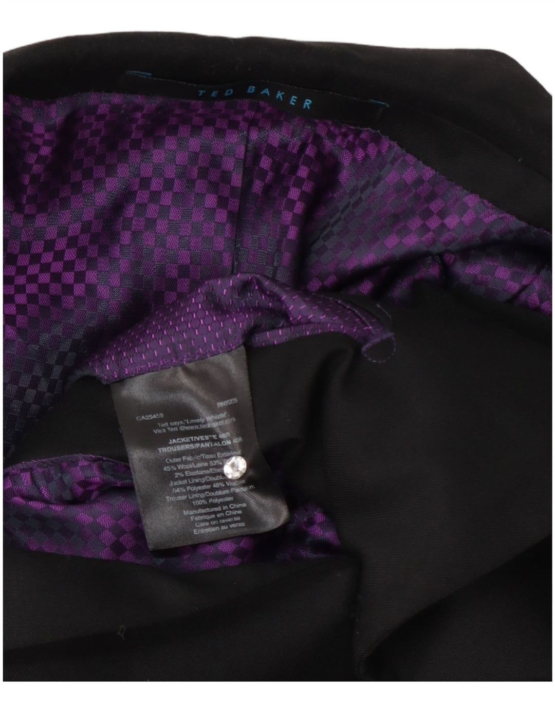 Ted Baker Chaqueta tipo blazer de 2 botones para hombre UK 40 Large Lana negra