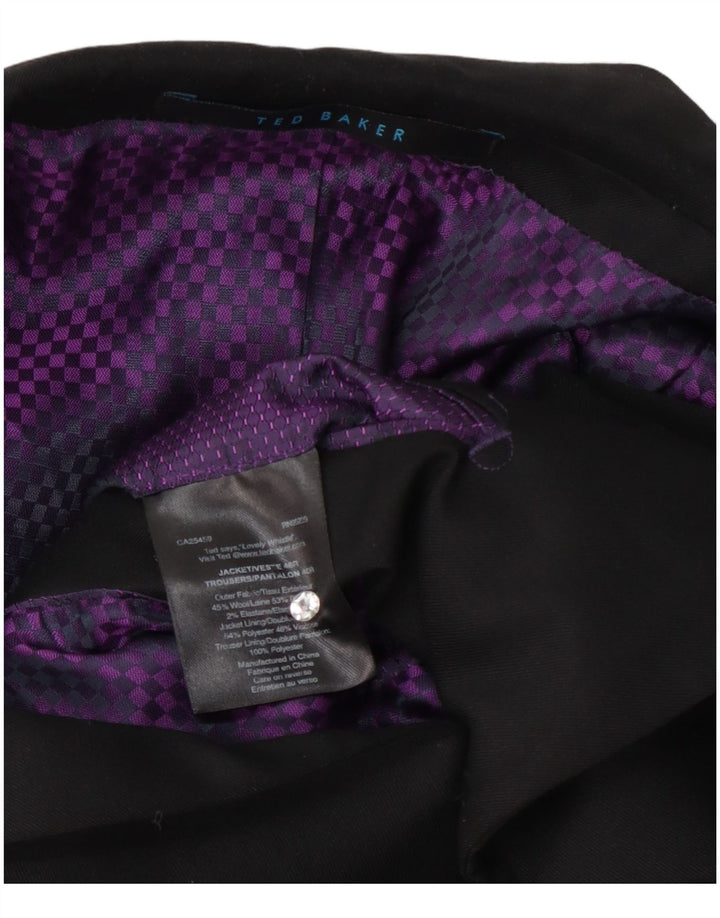 Ted Baker Chaqueta tipo blazer de 2 botones para hombre UK 40 Large Lana negra