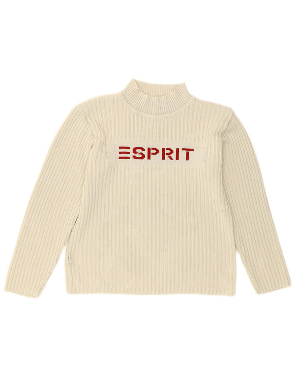 Esprit Jersey con cuello de tortuga gráfico para mujer UK 40 Algodón blanco mediano
