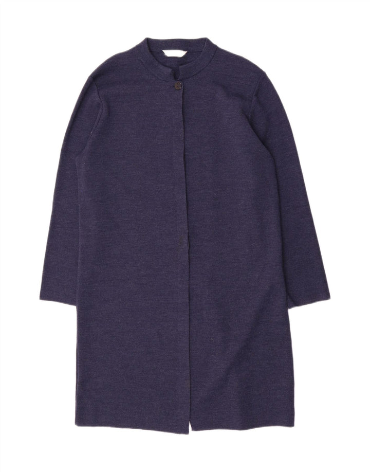 Marks & Spencer Suéter tipo cárdigan largo para mujer UK 46 Large Lana azul marino