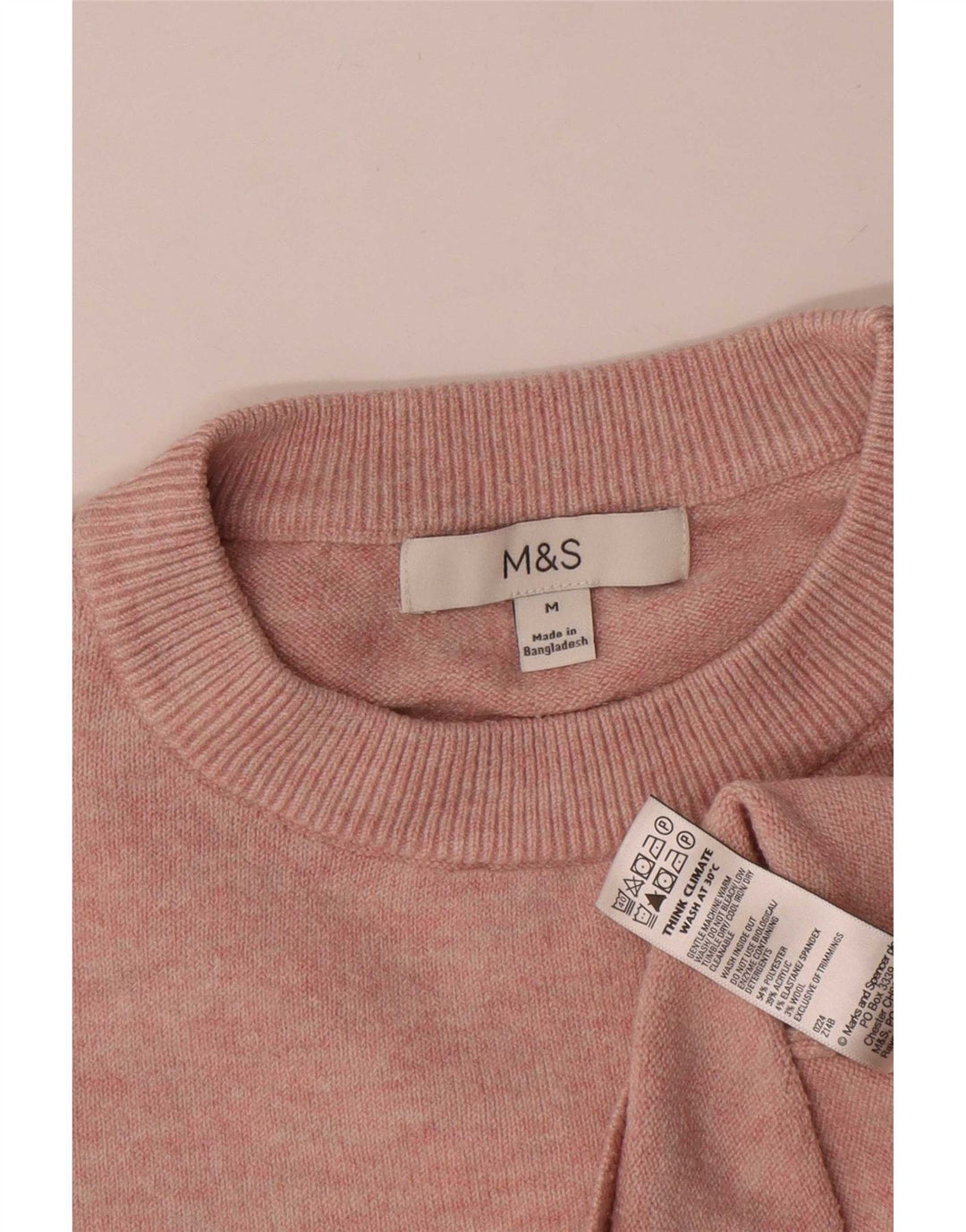 Marks & Spencer Jersey de cuello redondo para mujer UK 44 Poliéster rosa medio