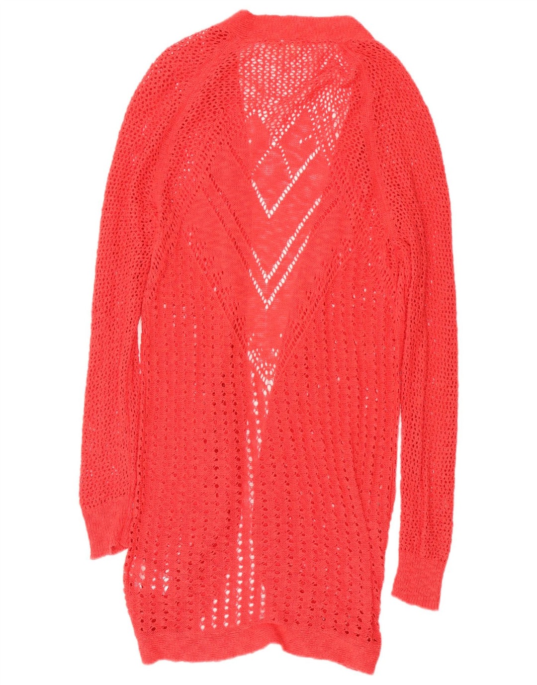 ROXY Suéter tipo cárdigan largo de crochet para mujer UK 18 XL Algodón rojo